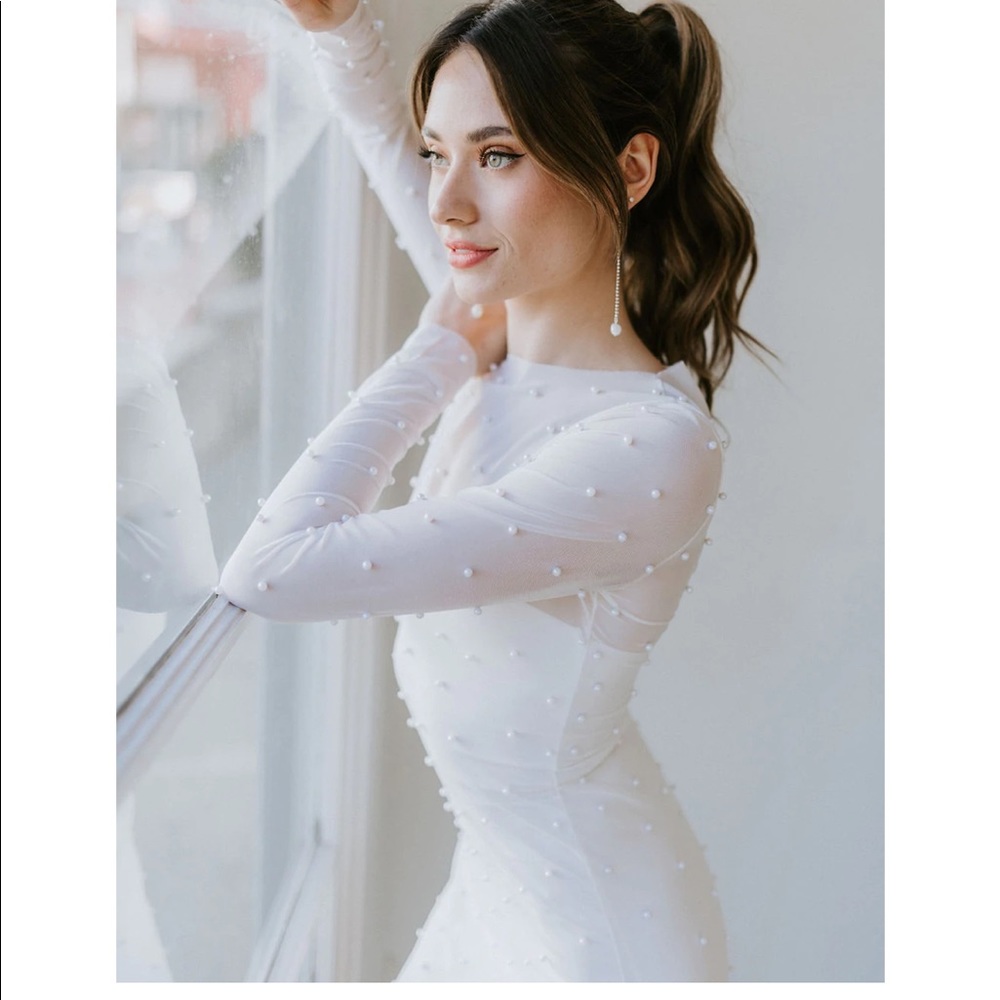 *Never Worn* Untamed Petals Pampas Sheer Pearl Bodycon Dress